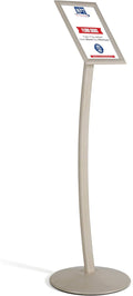 M&T Displays Curved Menu Board, 8.5x11 Pedestal Sign Holder White Pearlic Floor by MTDisplays