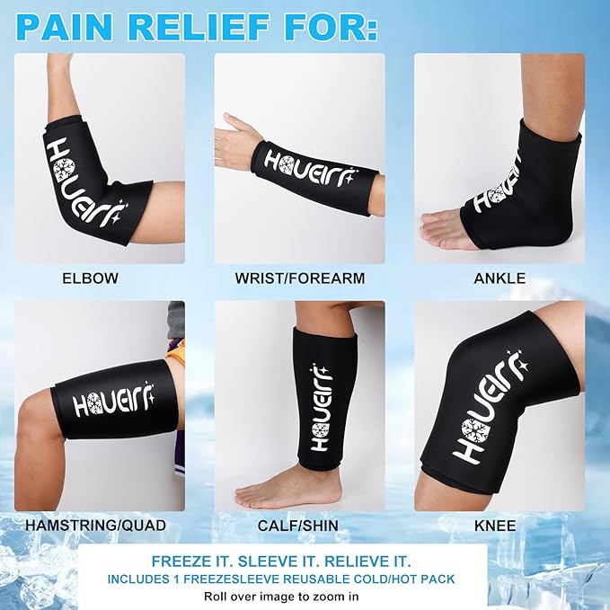 Knee Ice Pack Wrap with Compression Sleeve, Flexible Gel Ice Wrap - Image 3