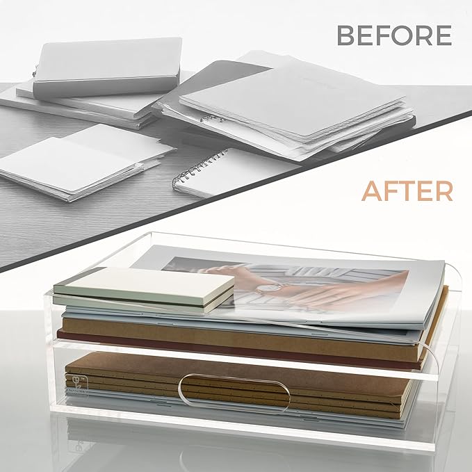 2-Tier Clear Acrylic Paper Trays, Desk File Organizer, A4 Paper Holder - Image 8