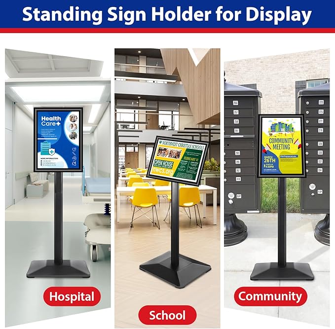Pedestal Sign holder Stand 8.5x11inch Adjustable Standing Floor Sign Stand - Image 9