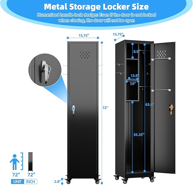 15.75 in Wide Garage Storage Cabinet, Metal Storage Cabinet - Image 3