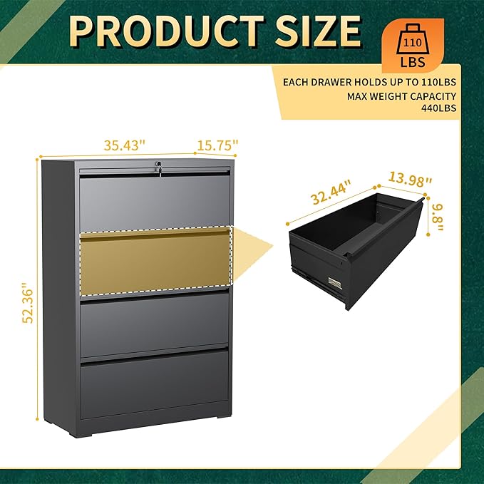 4 Drawer Lateral File Cabinet - Image 3