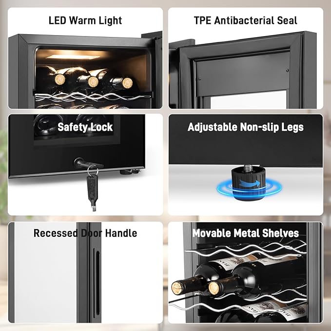 Tylza 18 Bottles Wine Fridge, Wine Cellar - Image 6