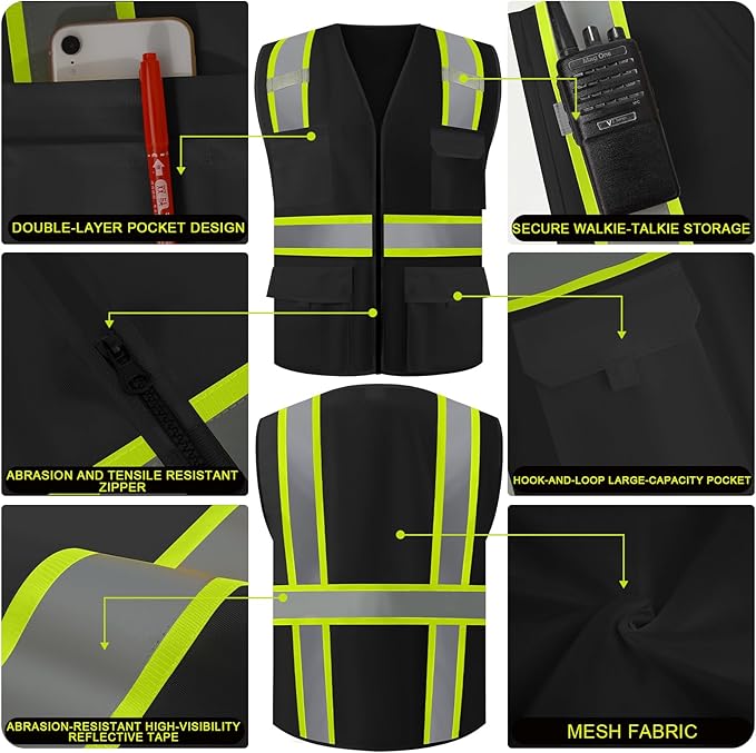BeautyWill 10/20 Pack Custom Logo Safety Vest, Bulk High Visibility Class 2 - Image 3