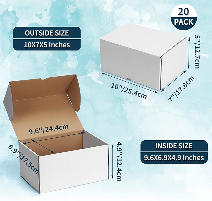 WIFTREY 10x7x5 White Shipping Boxes 20 Pack - Image 2