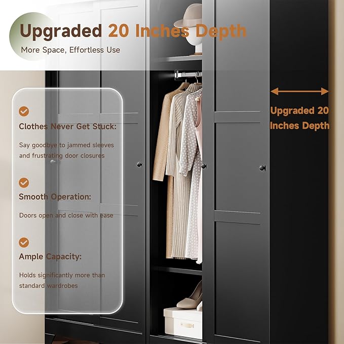 Letaya Metal Wardrobe Cabinets, Large Coat Closet Cabinet - Image 9