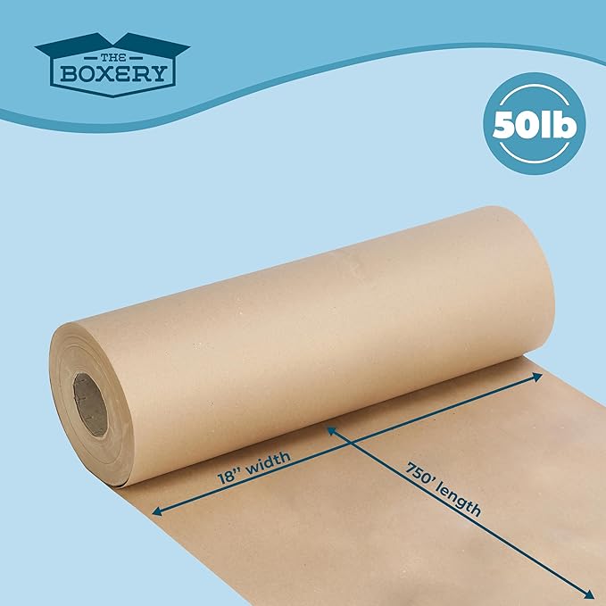 The Boxery Kraft/Brown Kraft Paper Roll, 18” x 9000”-50lb. Thickness, Heavy - Image 4