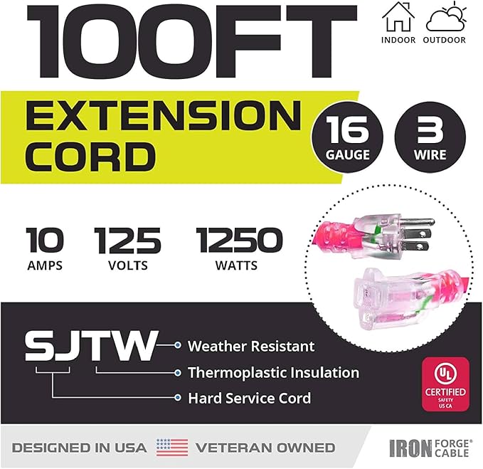 Iron Forge Cable Weatherproof 100 Ft Outdoor Extension Cord - Image 2