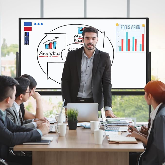 H-Qprobd Dry Erase Board with Stand 72"x40" Magnetic Mobile Whiteboard on - Image 7