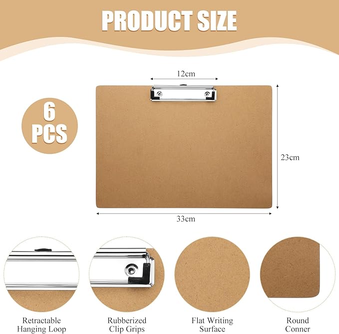 Sherr 6 Pcs Large 9 x 13 Inch Wooden Large Landscape Clipboards - Image 2