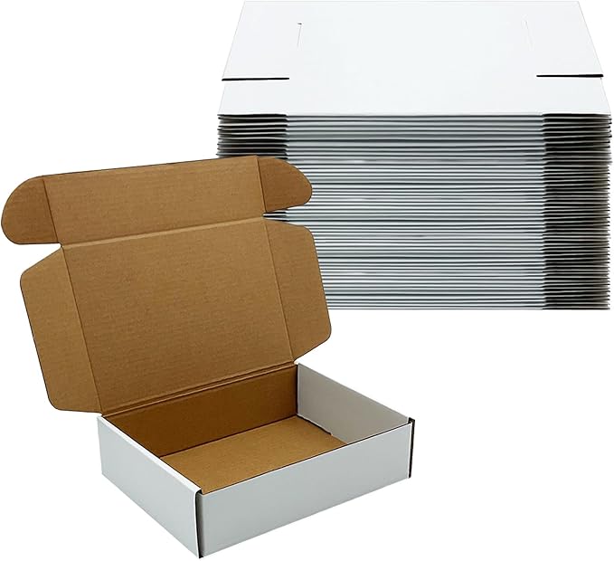 White Shipping Boxes 8x5x2 inch 50 Pack, Corrugated Boxes Mailer Packaging by KIAECHWU