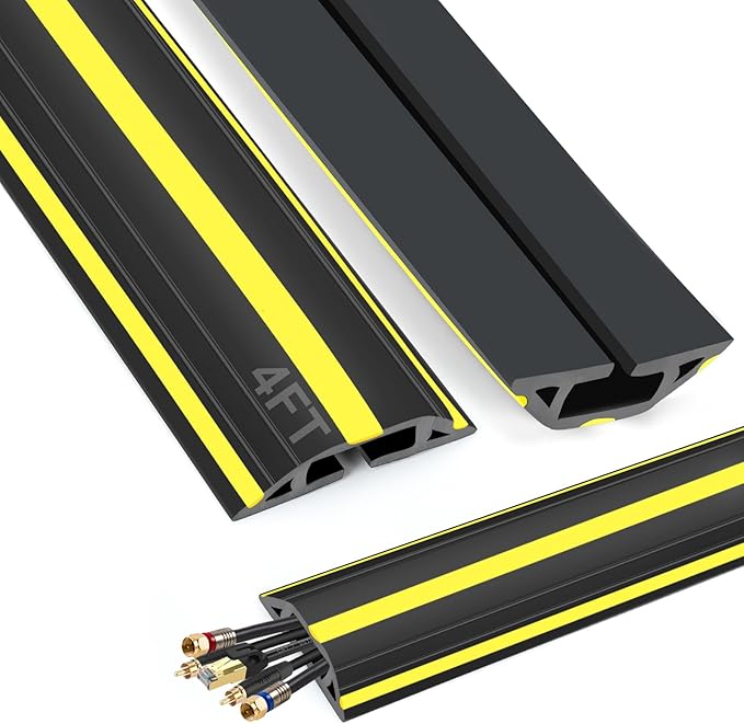 4 ft Cord Covers for Wires on Floor, Heavy Duty PVC Duct Floor Cord Cover by TFMUZERT