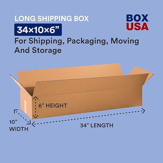 BOX USA Shipping Boxes 34"L x 10"W x 6"H 10-Pack Long Corrugated Boxes - Image 2
