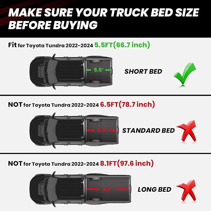 LASFIT Bed Mat for Toyota Tundra 2022-2026 5.5FT/5.5' Truck Bed, All Weather - Image 2