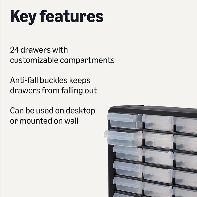 Amazon Basics Storage Cabinet, 24-Drawer Plastic Organizer - Image 3