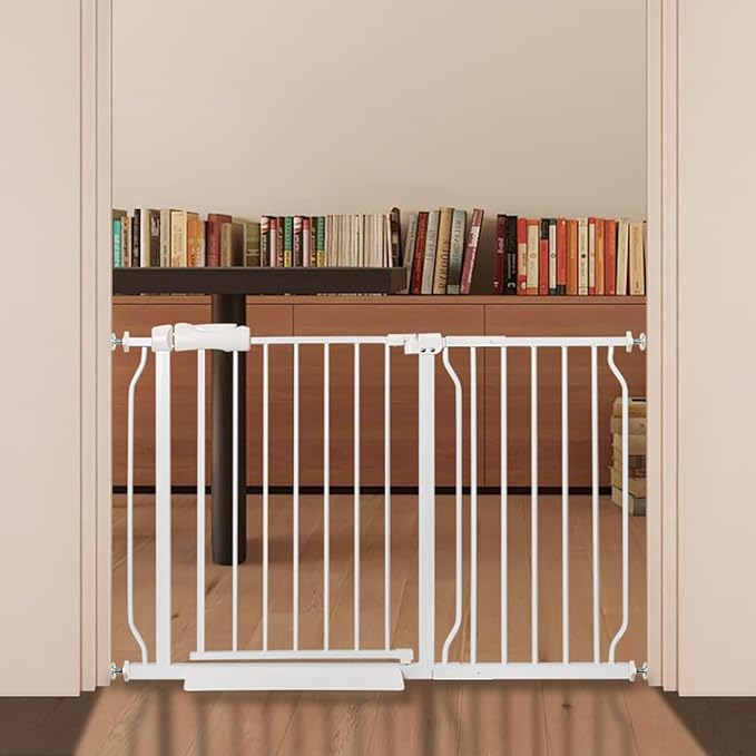 Baby Gate for Stairs No Drill 43.31-48.03 Inch, Pressure Mounted Metal Child by Unknown