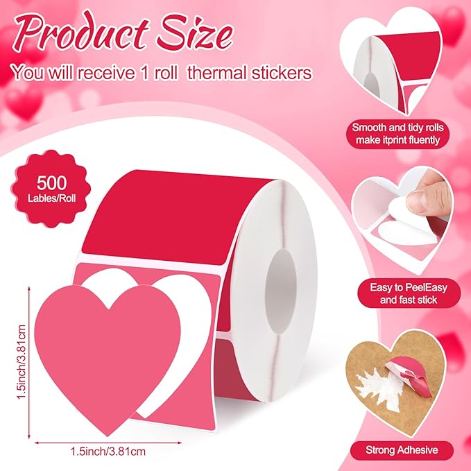 Ctosree 500 Pcs/ 1 Roll Thermal Sticker Labels Self Adhesive Direct Thermal - Image 2