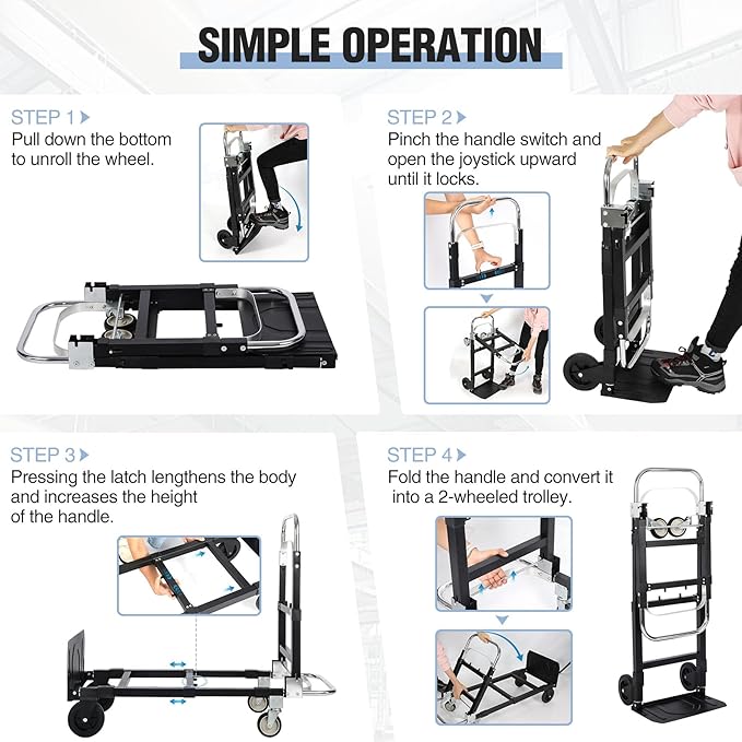RedSwing Hand Truck Dolly Foldable, Folding Convertible Hand Truck - Image 6