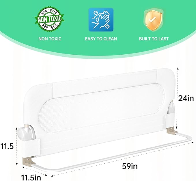 Folding Bed Rail for Toddlers, Baby Bed Rail Guard - Image 2
