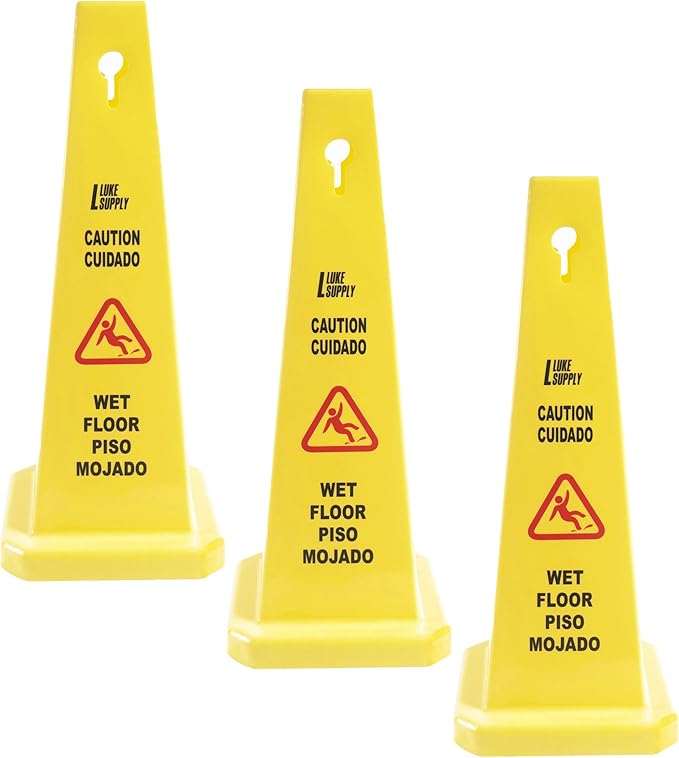 MATTHEW CLEANING 3 Packs 36” Caution Wet Floor Safety Cones by MATTHEWCLEANINGPRODUCTS