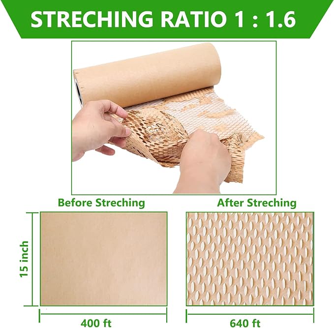 Honeycomb Packing Paper Wrap 15"x400' Sustainable Alternative to Bubble - Image 3