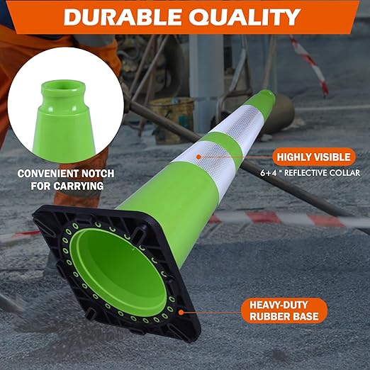 6 Pack 28 Inch Green Traffic Cones - Image 3