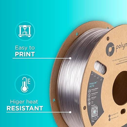 Polymaker PolyLite Clear 3D Printer PETG Filament 1.75mm 1kg, Legacy PETG - Image 6
