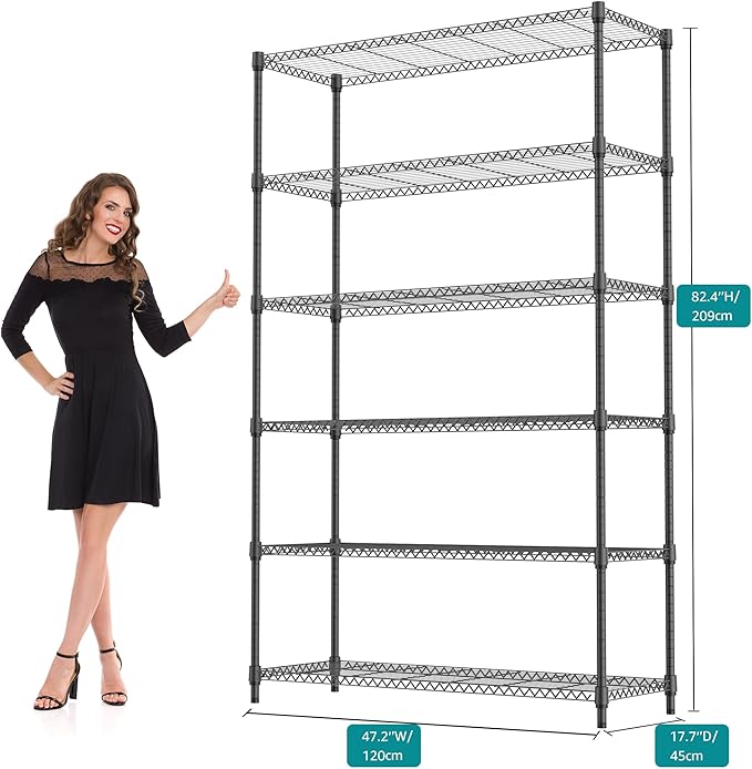 6 Tiers Shelf 2100 lbs Steel Storage Shelving Utility Shelving Unit Steel - Image 3