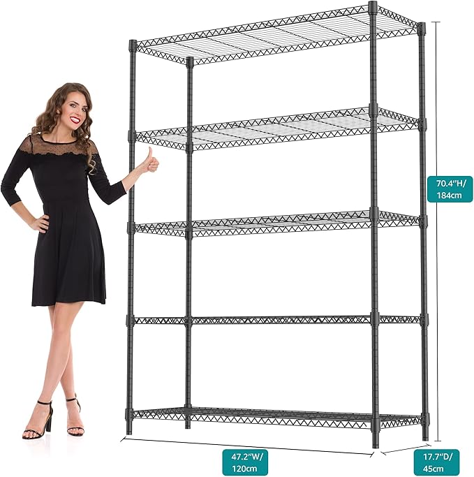 5 Tiers Shelf 1750 lbs Steel Storage Shelving Utility Shelving Unit Steel - Image 3