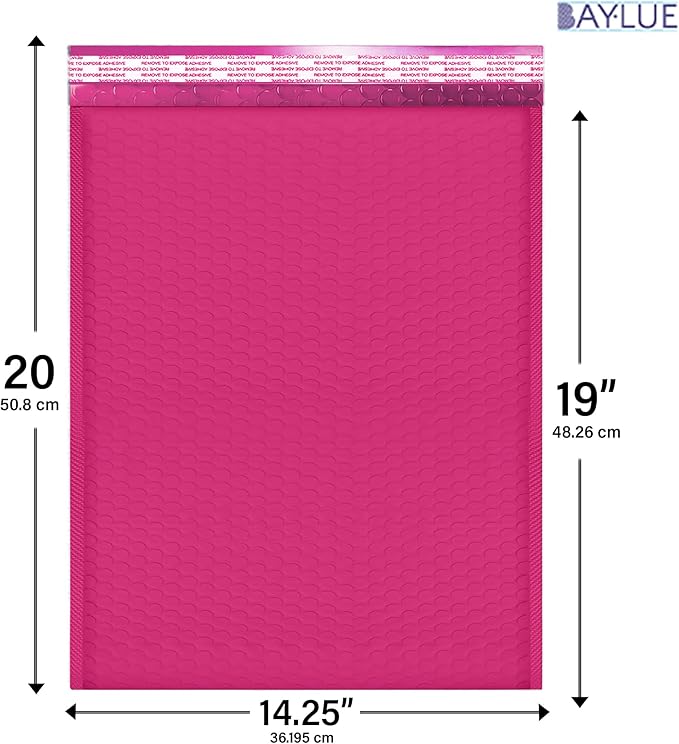 Hot Pink 14.25x20 Inch Poly Bubble Mailers #7 | Self Seal Large Padded - Image 2
