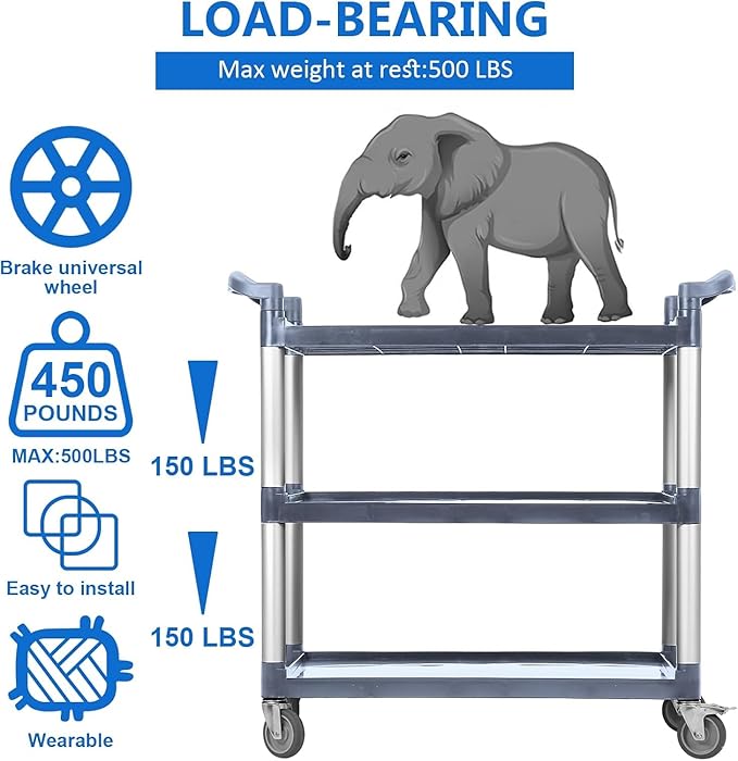 3-Tier Plastic Service Utility Cart - Image 4