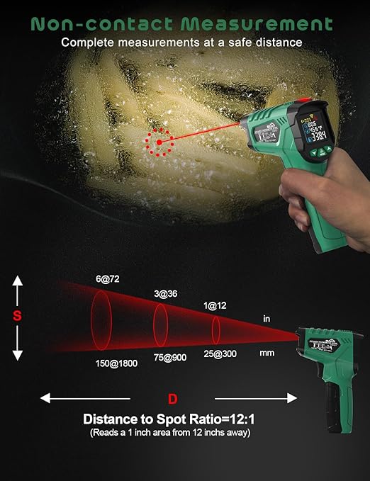 Infrared Thermometer Gun, SQECH Laser Thermometer Gun -58℉～1472℉, Temperature - Image 5