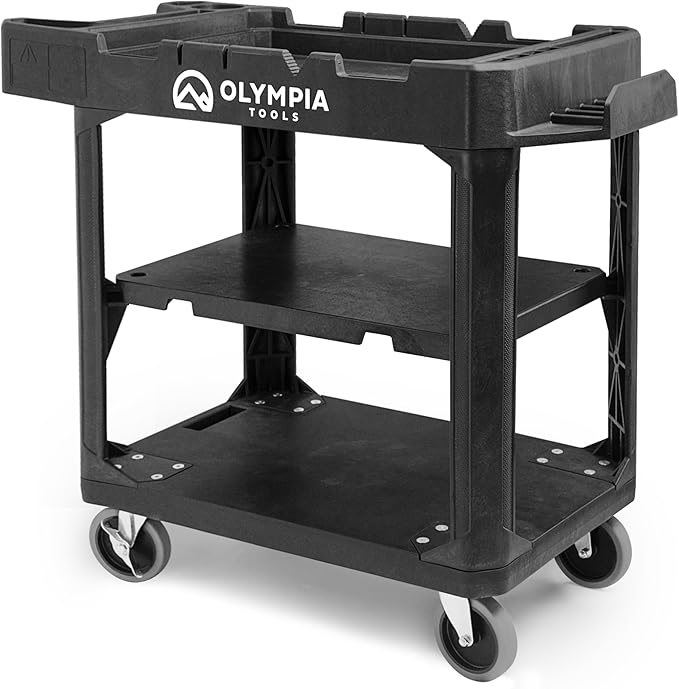 Olympia Tools Heavy Duty Utility Work Cart | 2 in 1 Convertible 3 Shelf to Flat by OlympiaTools