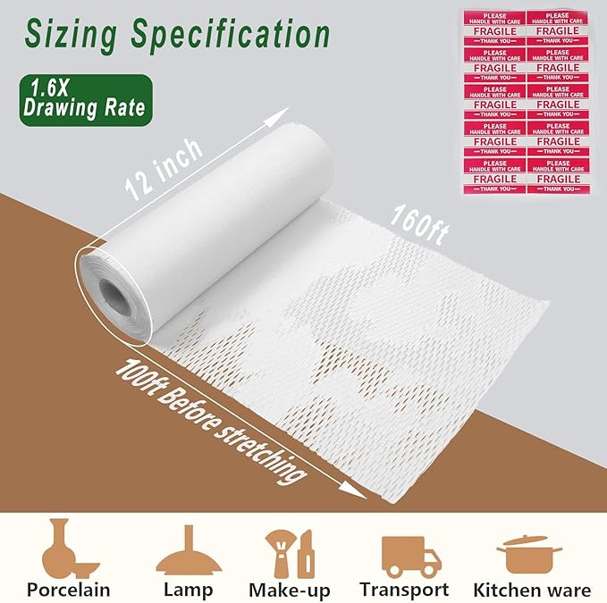 Honeycomb Packing Paper, Recyclable Moving Supplies Bubble Packing Wrap - Image 2