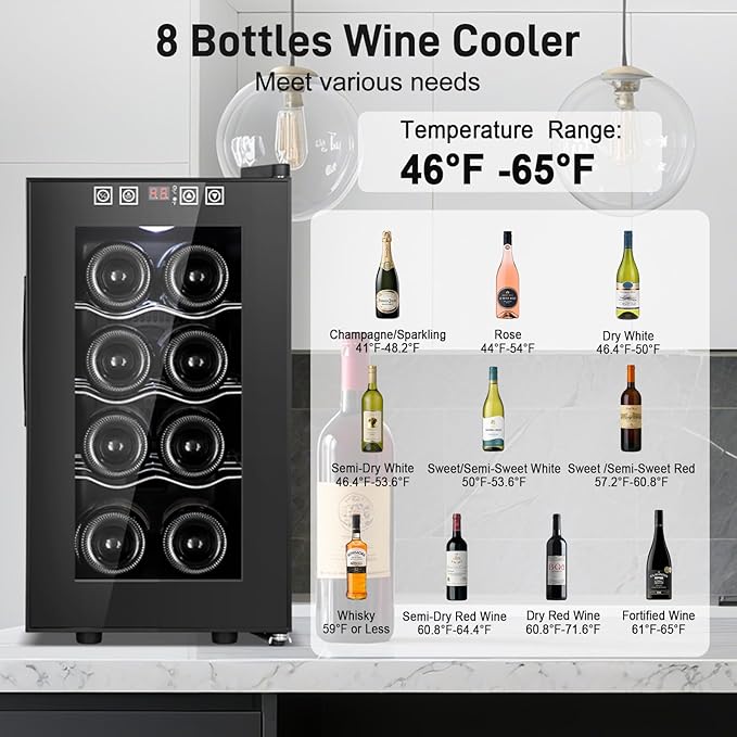Tylza 8 Bottles Wine Fridge, Wine Cellar - Image 5