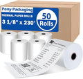 3 1/8 x 230 Thermal Paper Receipt Rolls Fits All POS Cash Registers BPA Free by PonyPackaging