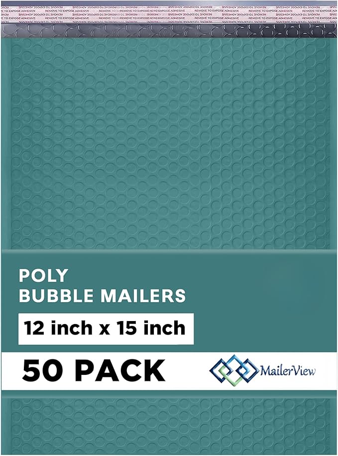 Green Large Poly Bubble Mailers 12x15 inch | Self Seal Padded Envelopes by MAILERVIEW