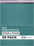 Green Large Poly Bubble Mailers 12x15 inch | Self Seal Padded Envelopes by MAILERVIEW