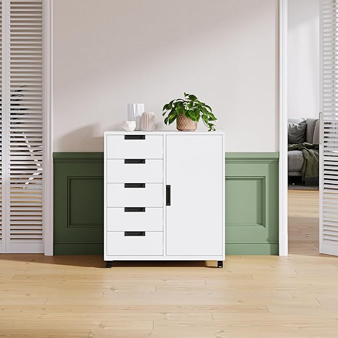 Letaya 5 Drawer Storage Cabinet, Mobile Printer Stand - Image 9