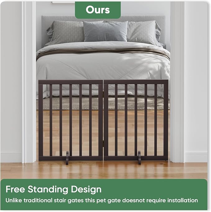 Brown Freestanding Foldable Pet Gate - Image 8