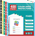 Sheet Protectors, PANDRI 400 Pack Color Heavy Duty Plastic Page Protectors by PANDRI