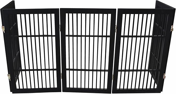 Pet Dog Gate Strong and Durable Freestanding Folding Acacia Hardwood Portable - Image 6