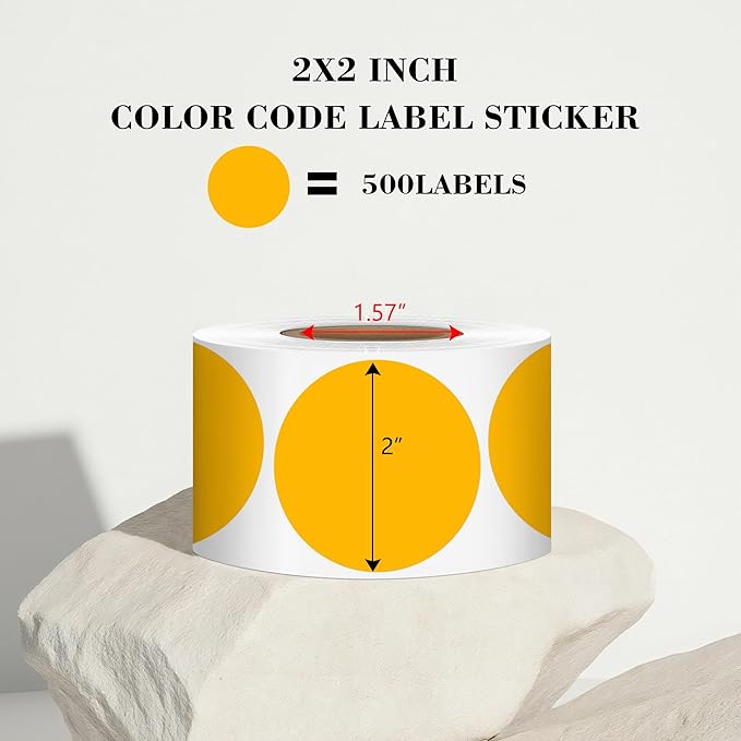 2 Inch Fluorescent Orange Circle Stickers 500 Pcs, Permanent Color Coding Dots - Image 2