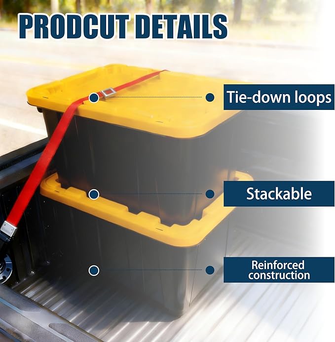 4-Pack Industrial Tote, Plastic Storage Container Bins - Image 2
