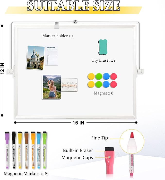 Dry Erase Magnetic White Board, Portable Small Whiteboard Set - Image 3