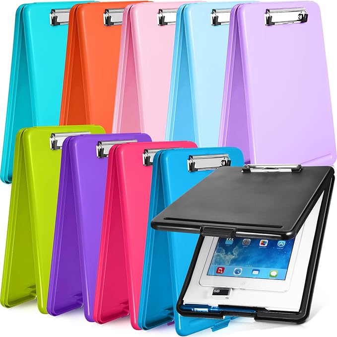 10 Pieces Clipboard with Storage Plastic Storage Clipboard Nursing Clip Board by Chinco