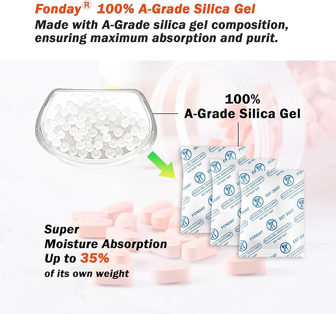5g x 100 Packs Fonday Food Grade Silica Gel Desiccants Packs Moisture Absorbers - Image 3