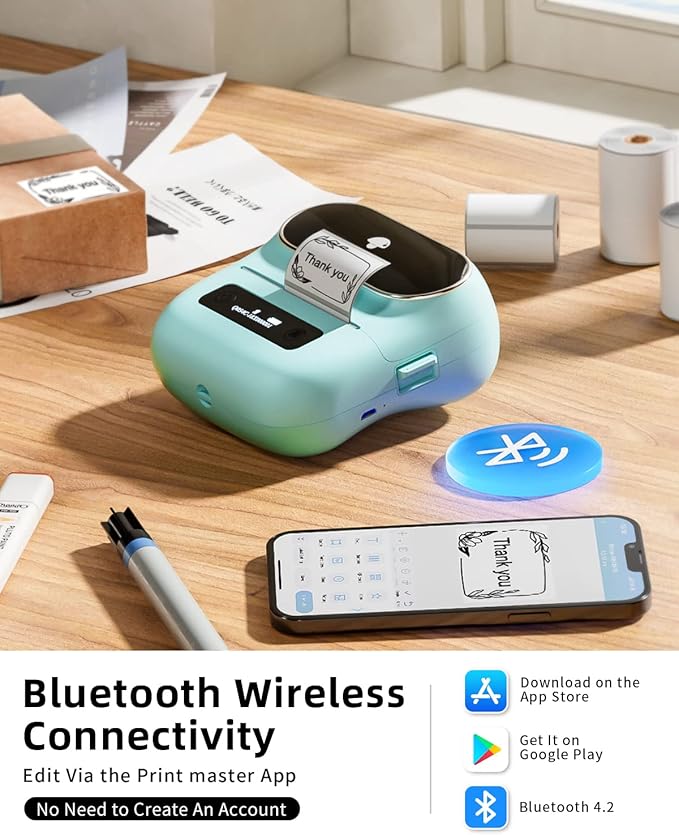 Phomemo Label Maker, M220 Thermal Label Printer, Portable Bluetooth Wireless - Image 3