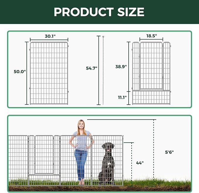 FXW Garden Fence Outdoor for The Yard – 50in x 20.8ft Heavy Duty Metal Animal - Image 2