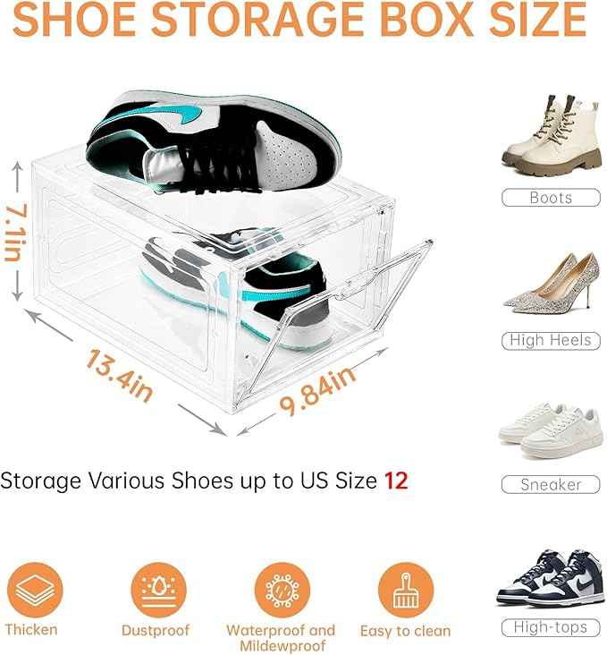 12 Pack Large Shoe Storage Box, Shoe Containers - Image 2